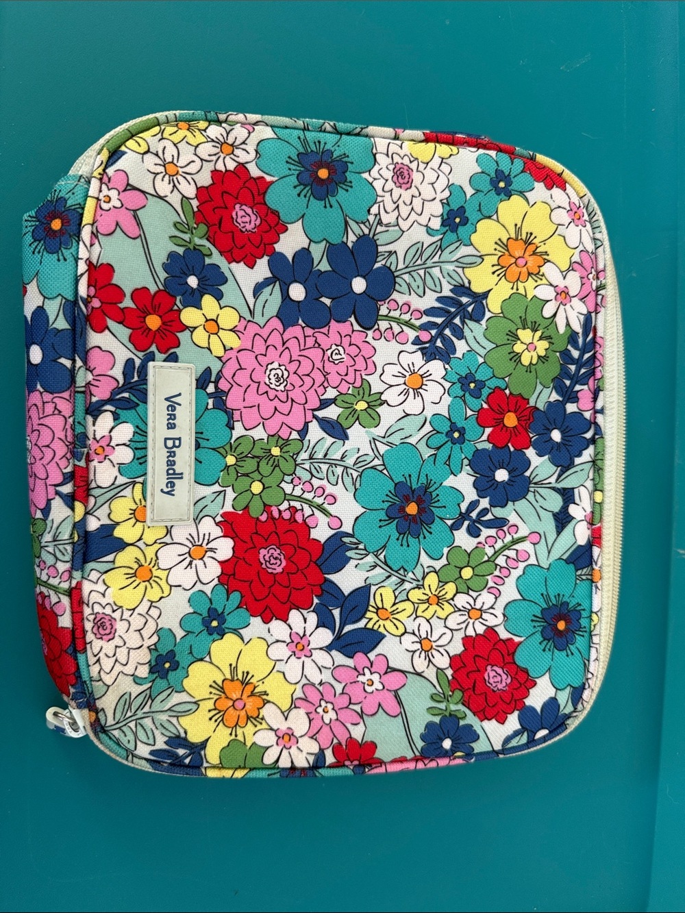 Vera Bradley Teal, Red, Yellow & Pink Floral Lunch Bag